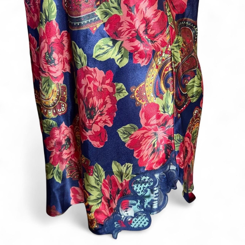 Vintage Victoria's Secret Gold Label navy & red floral slip dress size large - Picture 7 of 8